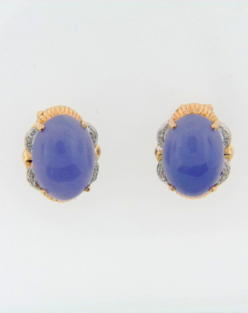 14K Yellow Gold Violet Jade and Diamond Earrings | 18 Karat Appraisers | Beverly Hills, CA | Fine Jewelry