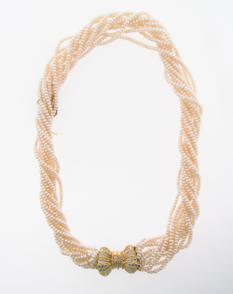 14K-YG Diamond and Pearl Necklace | 18 Karat Appraisers | Beverly Hills, CA | Fine Jewelry