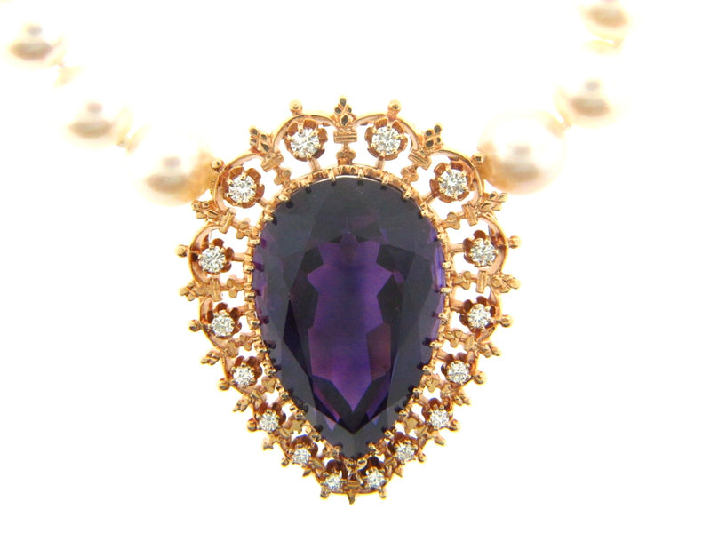 14K Yellow Gold Amethyst and Diamond Pear Necklace / Pendant | 18 Karat Appraisers | Beverly Hills, CA | Fine Jewelry