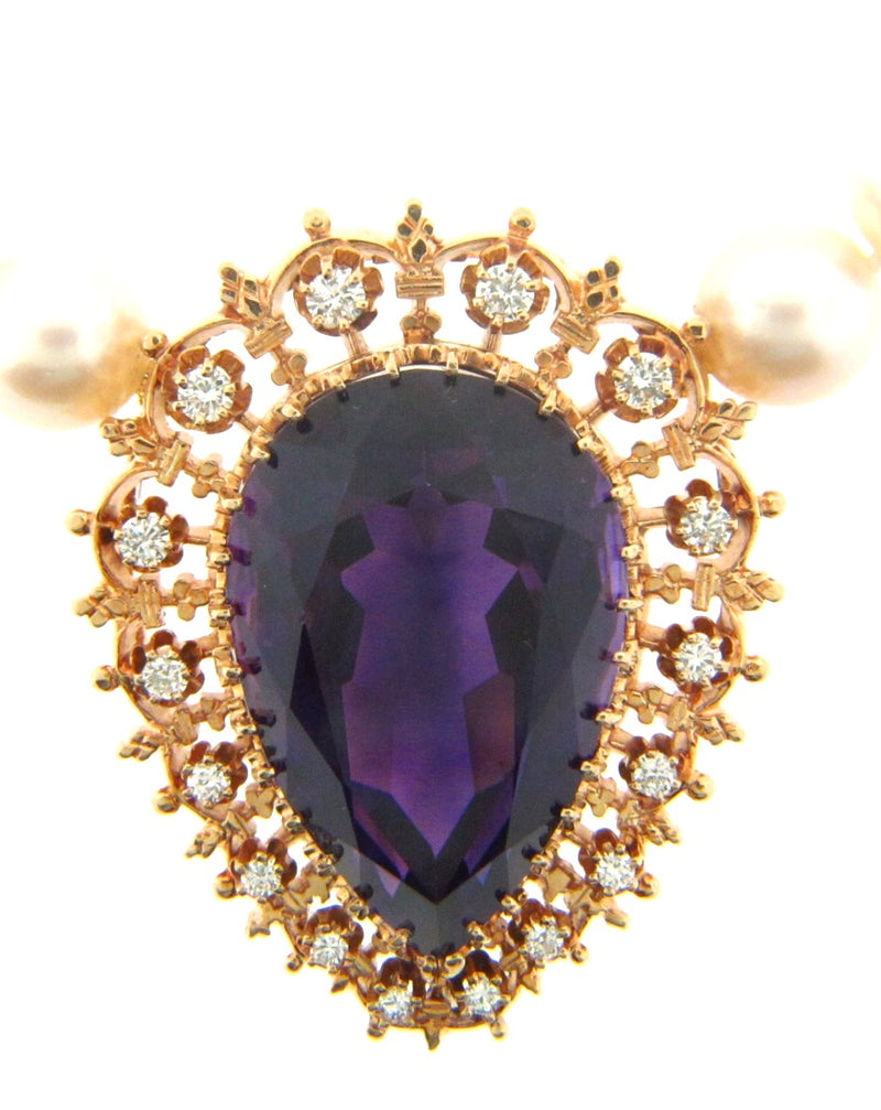 14K Yellow Gold Amethyst and Diamond Pear Necklace / Pendant | 18 Karat Appraisers | Beverly Hills, CA | Fine Jewelry