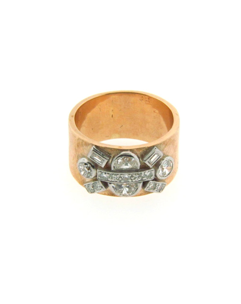 14K Yellow Gold Florentine Finish Diamond Ring | 18 Karat Appraisers | Beverly Hills, CA | Fine Jewelry
