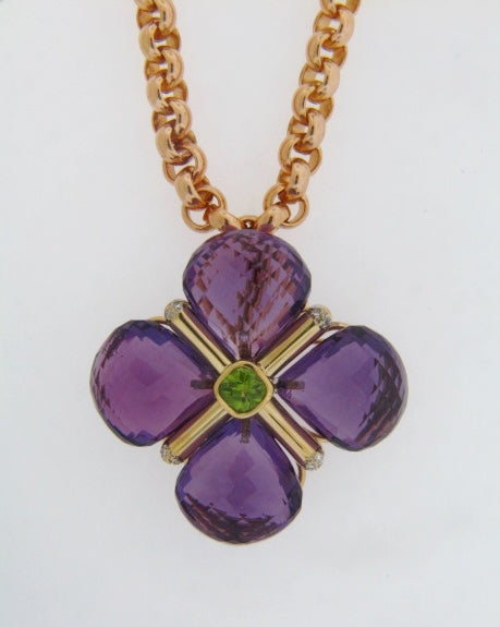 18K-YG AMETHYST BROOCH / PENDANT