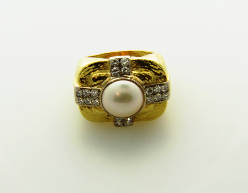 14K Yellow gold, Mabe Pearl and Diamond Ring | 18 Karat Appraisers | Beverly Hills, CA | Fine Jewelry