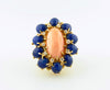 18K Yellow Gold, Coral, Lapis Lazuli, and Diamond Ring | 18 Karat Appraisers | Beverly Hills, CA | Fine Jewelry