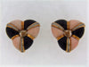 18K-YG PINK CORAL, BLACK ONYX, AND DIAMOND EARCLIPS
