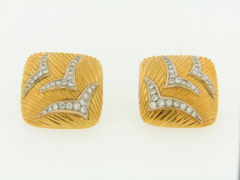 18K YELLOW GOLD DIAMOND EARCLIPS | 18 Karat Appraisers | Beverly Hills, CA | Fine Jewelry