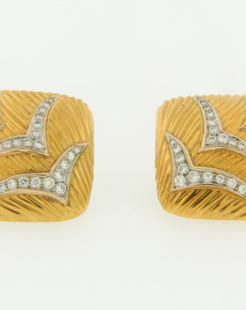 18K YELLOW GOLD DIAMOND EARCLIPS | 18 Karat Appraisers | Beverly Hills, CA | Fine Jewelry