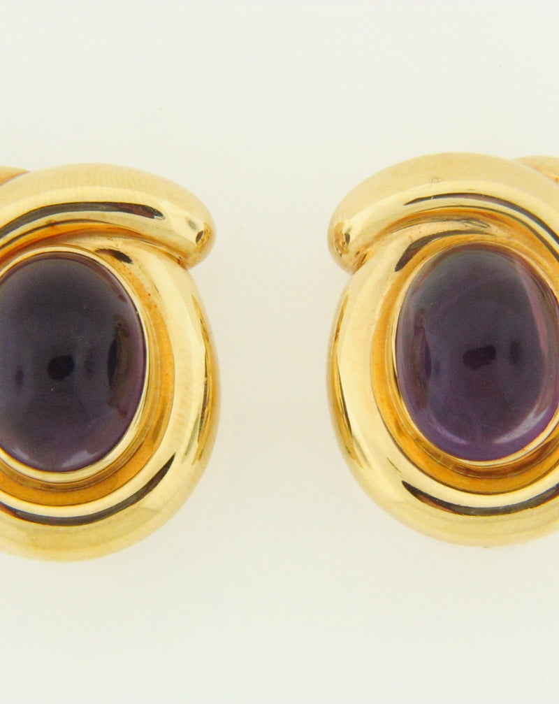 18K YELLOW GOLD AMETHYST EARRINGS | 18 Karat Appraisers | Beverly Hills, CA | Fine Jewelry