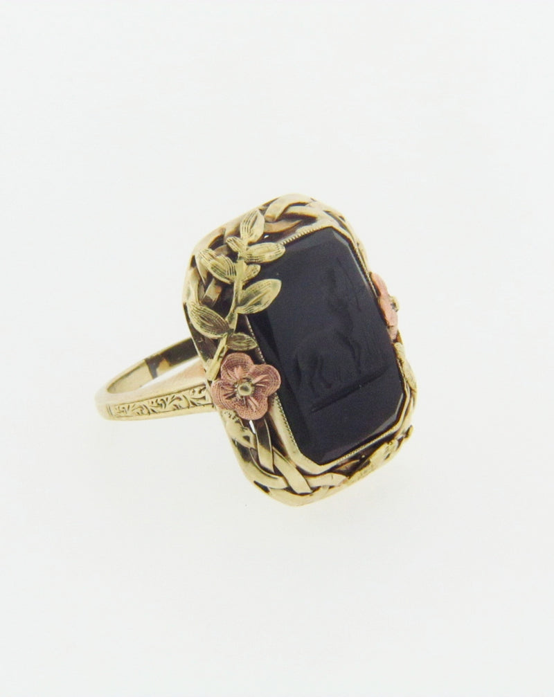 14K Yellow Gold Onyx Intaglio Ring | 18 Karat Appraisers | Beverly Hills, CA | Fine Jewelry