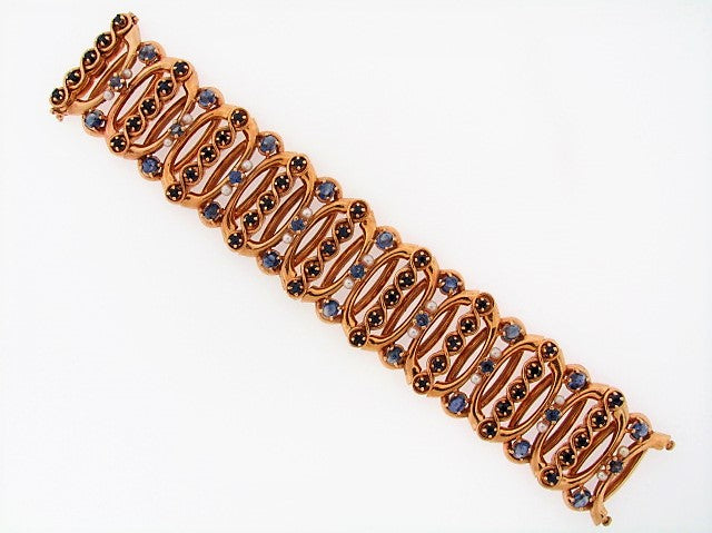 14K-YG SAPPHIRE AND PEARL BRACELET | 18 Karat Appraisers | Beverly Hills, CA | Fine Jewelry