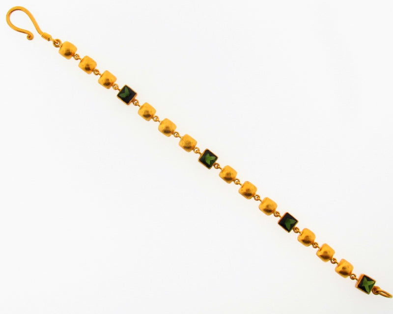 24K Yellow Gold Green Tourmaline Bracelet