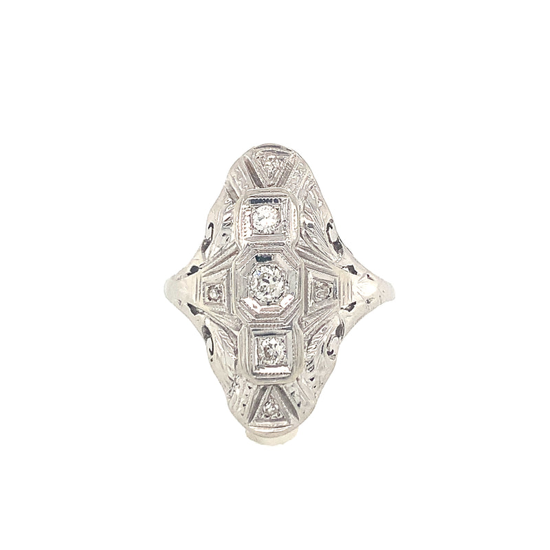 ART DECO PLATINUM DIAMOND FILIGREE RING